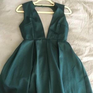 Green low cut front/back mini dress